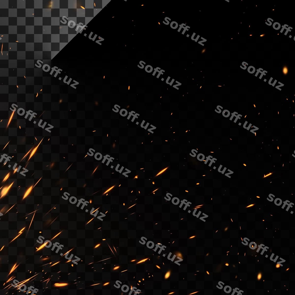 Odli chuqurlar yorqin zarralar | Fiery sparks glowing particles