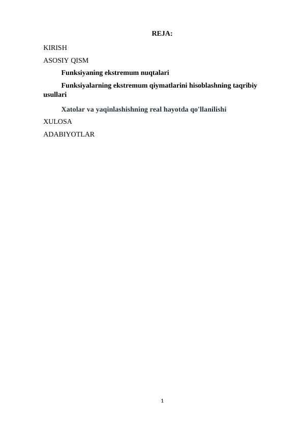 Funksiyaning ekstremum nuqtalari docx