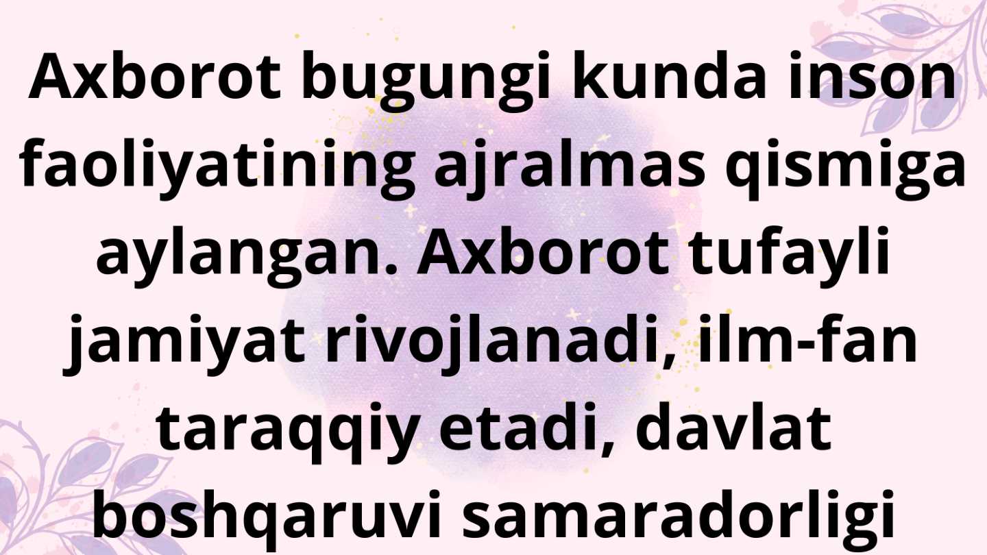 Axborot nima va uning manbalari