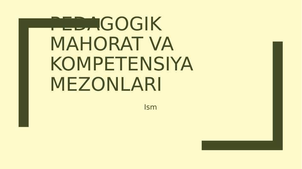 pedagogik mahorat va kompetensiya mezonlari
