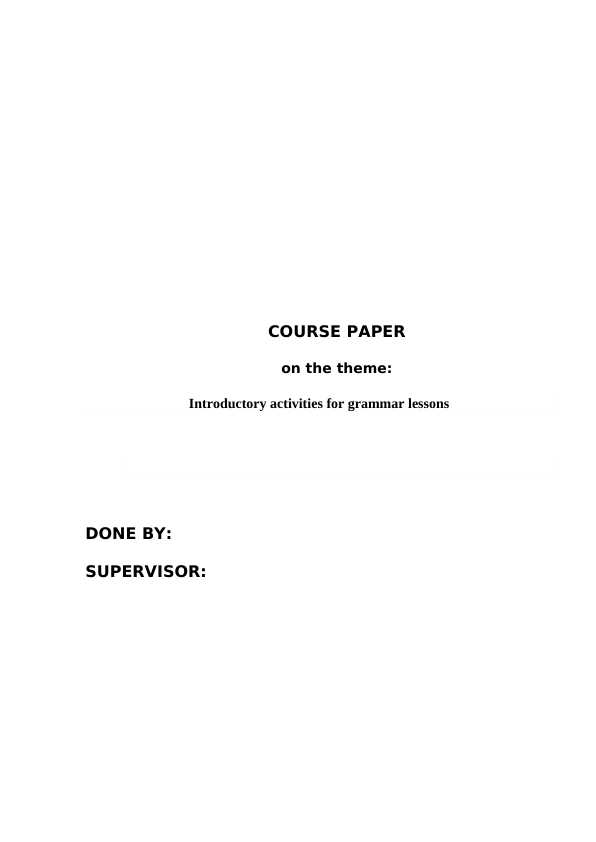 Introductory activities for grammar lessons