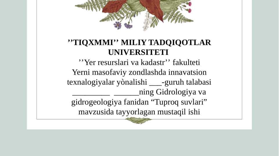 Tuproq suvlari