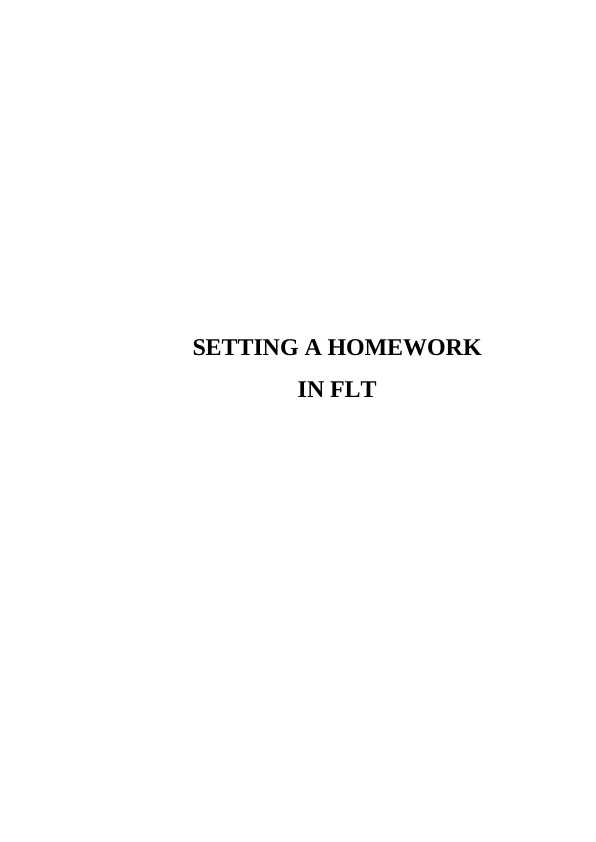 SETTING A HOMEWORK