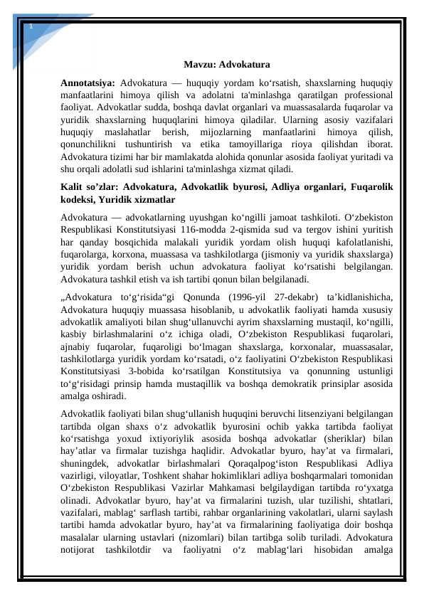 ADVOKATURA