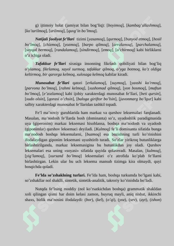 Fe'l mavzusida kurs ishi