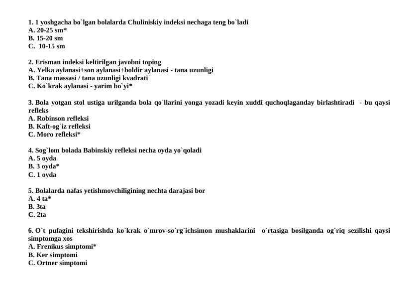 Pediatriyadan test