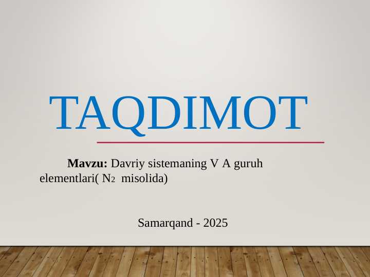 Davriy sitemaning V guruh element