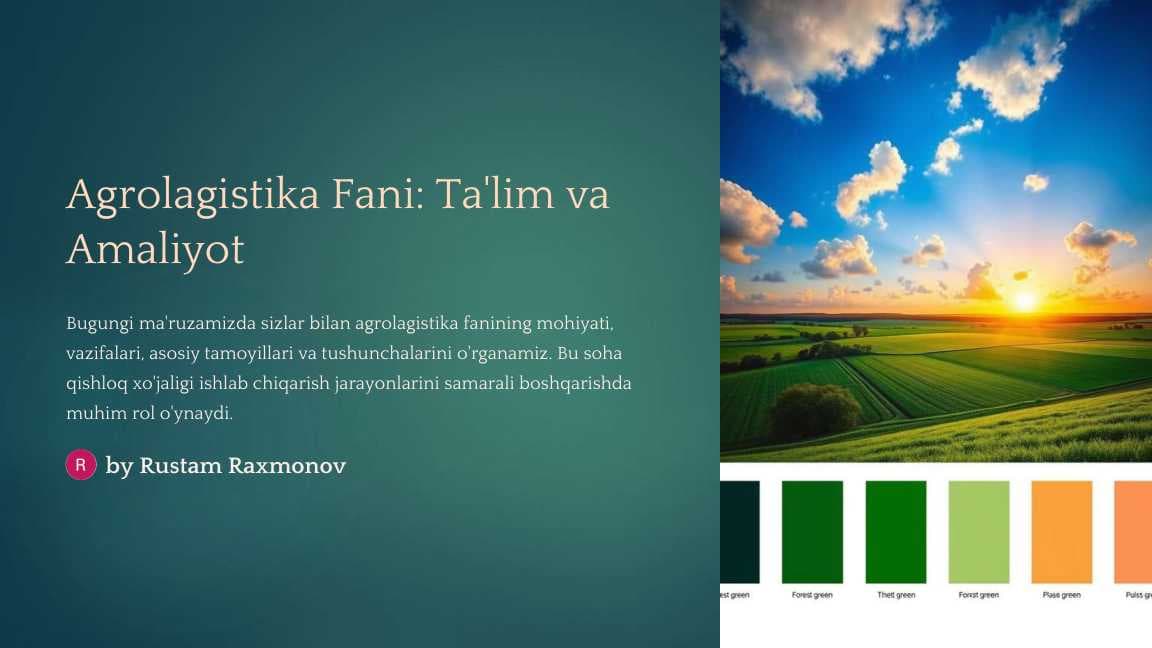 Agrolagistika Fani Talim va Amaliyot