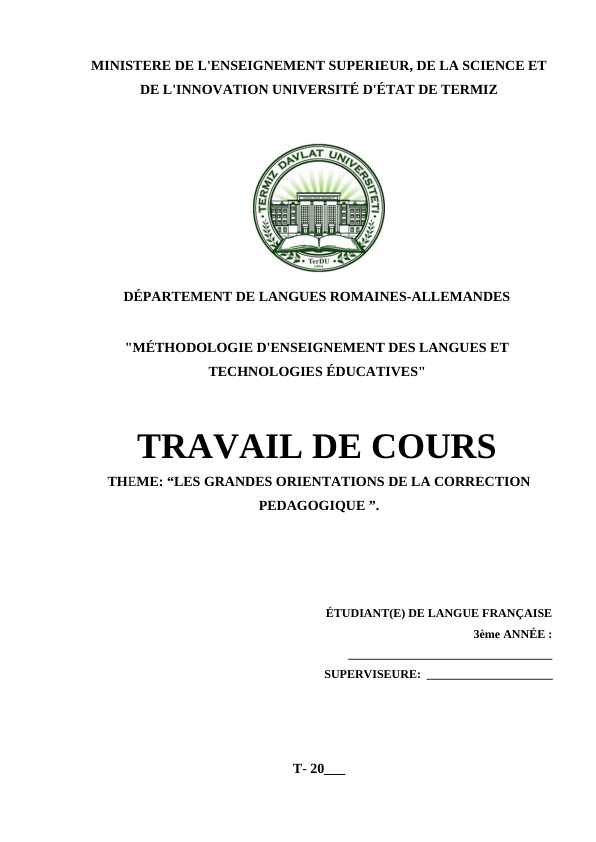 LES GRANDES ORIENTATIONS DE LA CORRECTION PEDAGOGIQUE