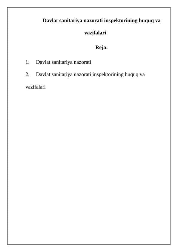 Davlat sanitariya nazorati inspektorining