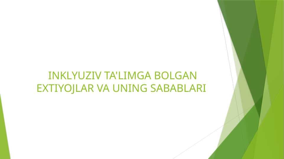inklyuziv ta'limga bo'lgan ehtiyoj
