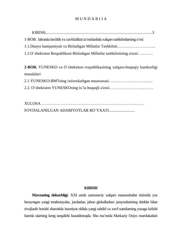 BMT va O'zbekiston munosabatlari