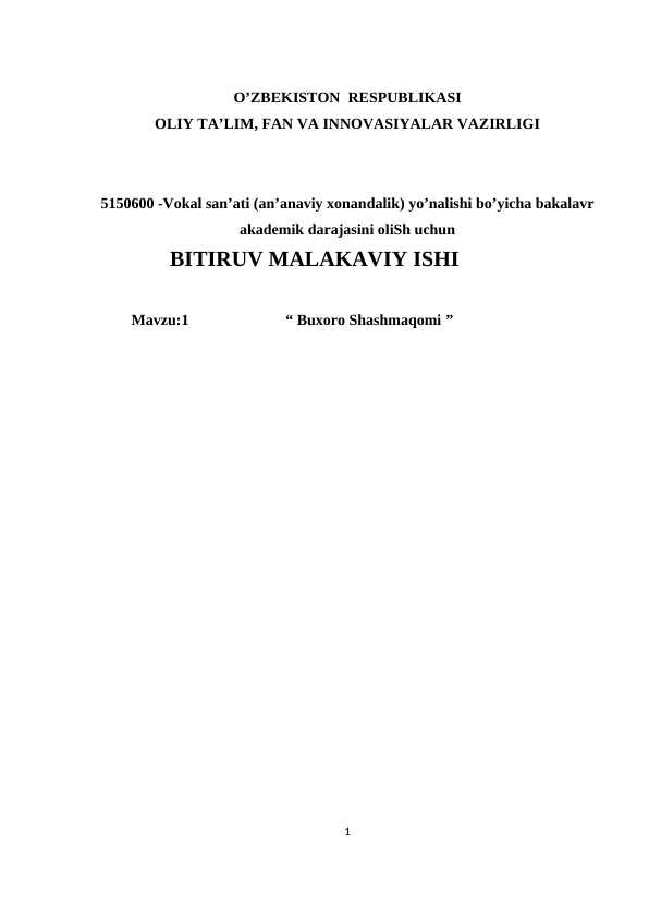 Buxoro Shashmaqomi