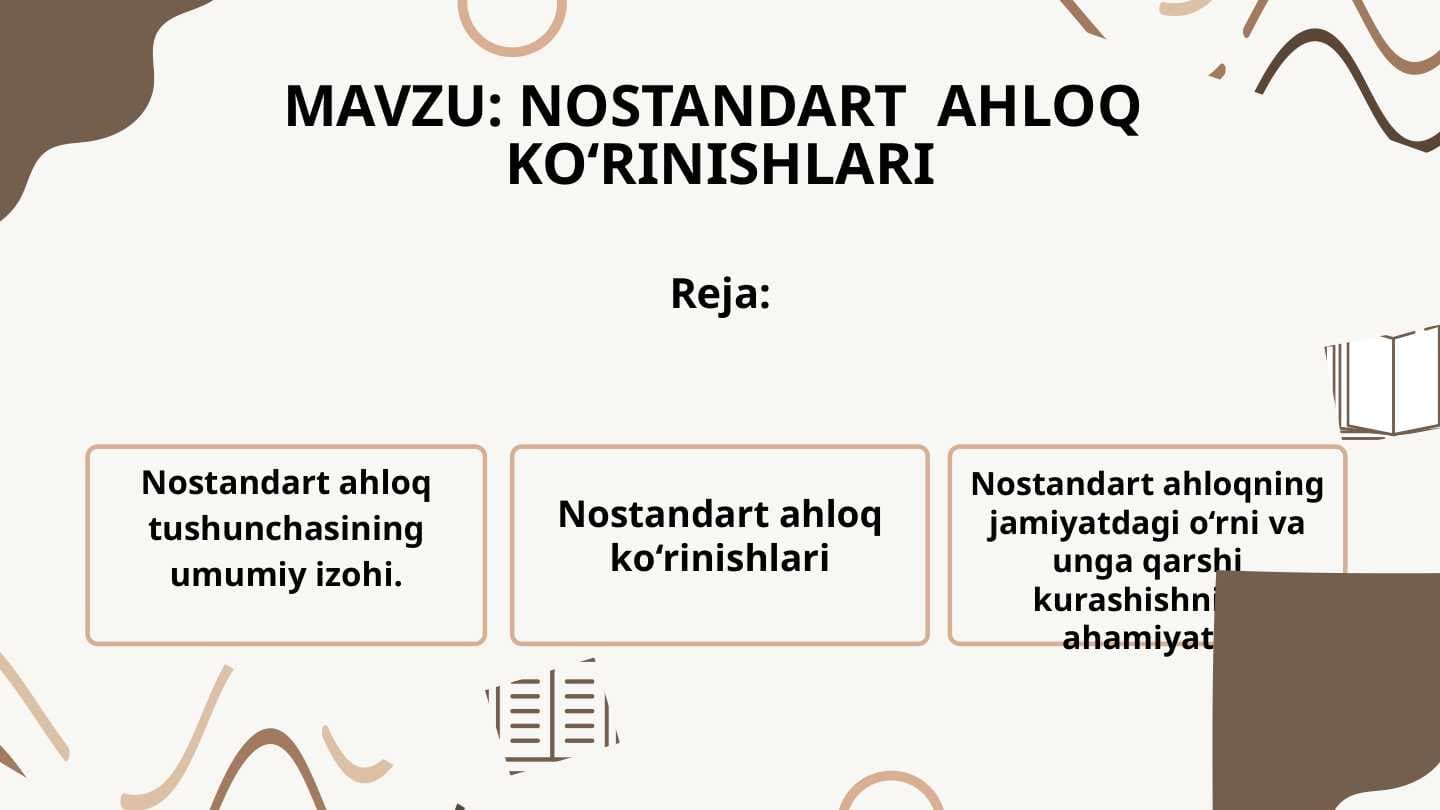 NOSTANDART  AHLOQ  KO‘RINISHLARI
