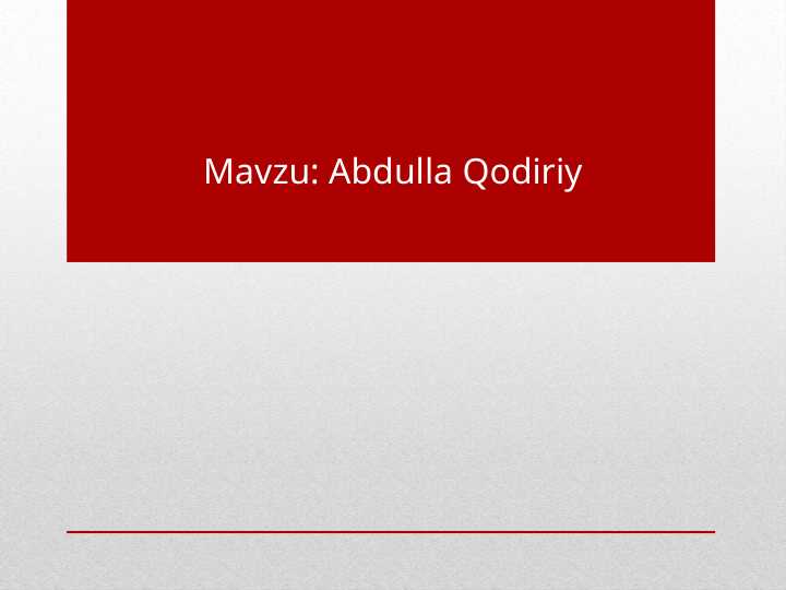 Abdulla Qodiriy