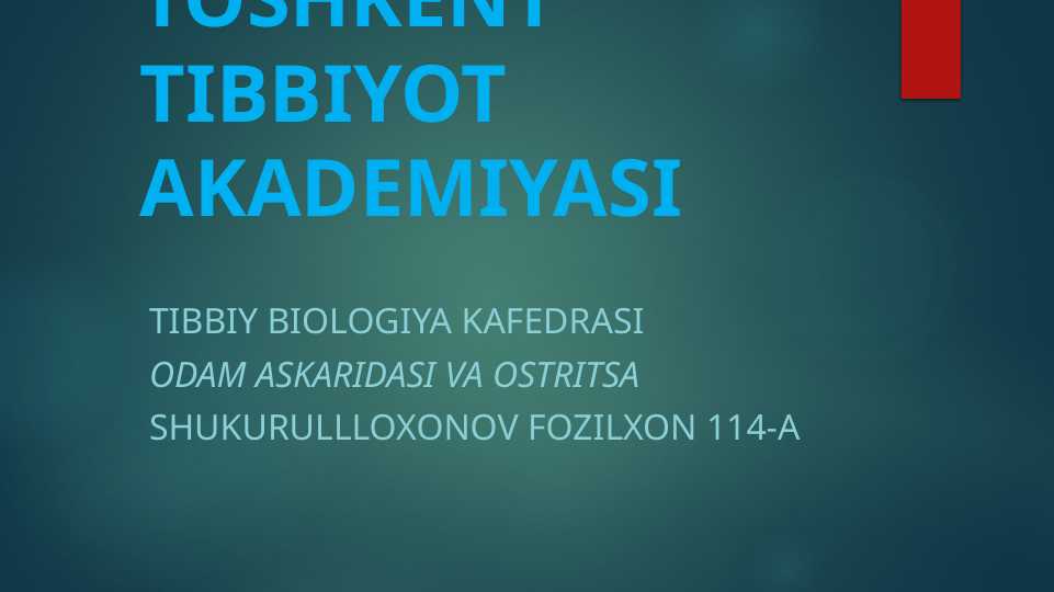 Odam askaridasi va ostritsa