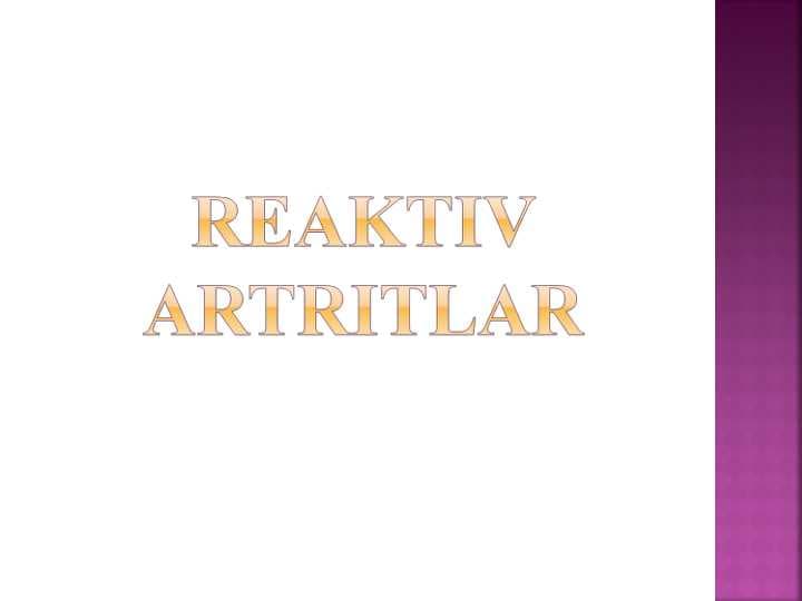 REAKTIV ARTRITLAR
