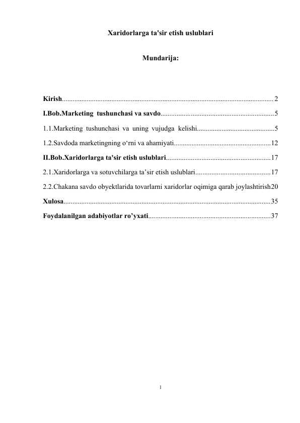 Xaridorlarga ta'sir etish uslublari