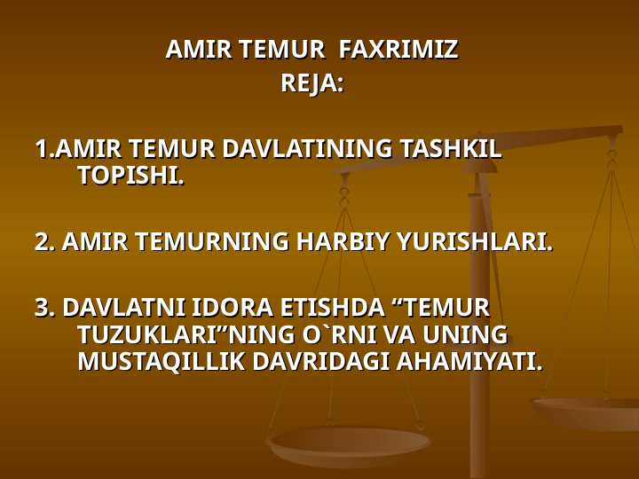 AMIR TEMUR  FAXRIMIZ