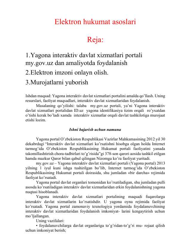 Elektron hukumat asoslari