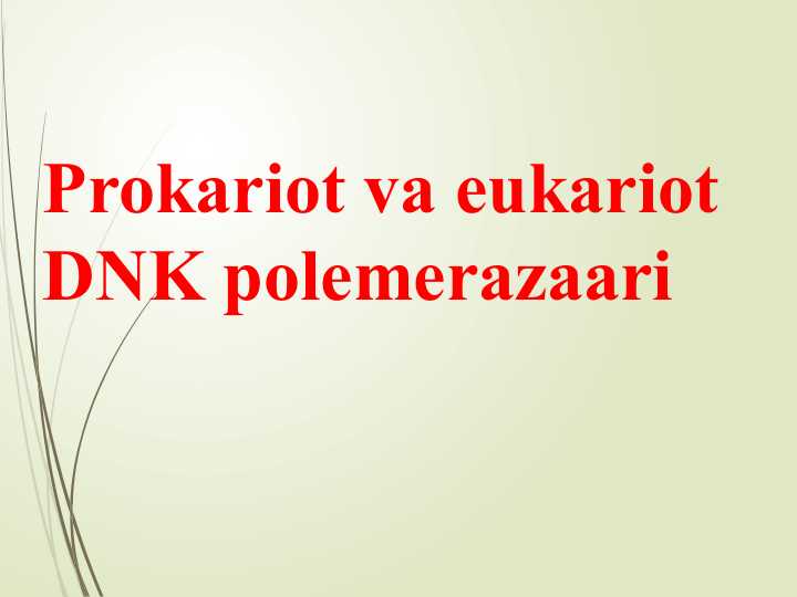 Prokariot va eukariot DNK polemerazaari