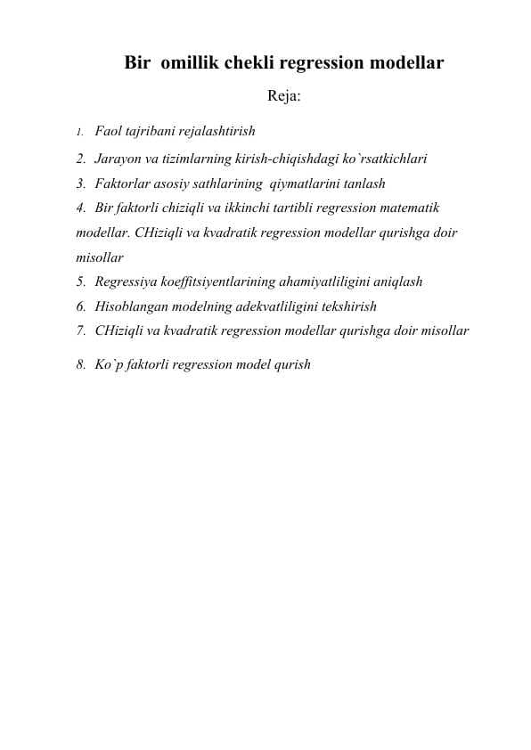 Bir  omillik chekli regression modellar.doc