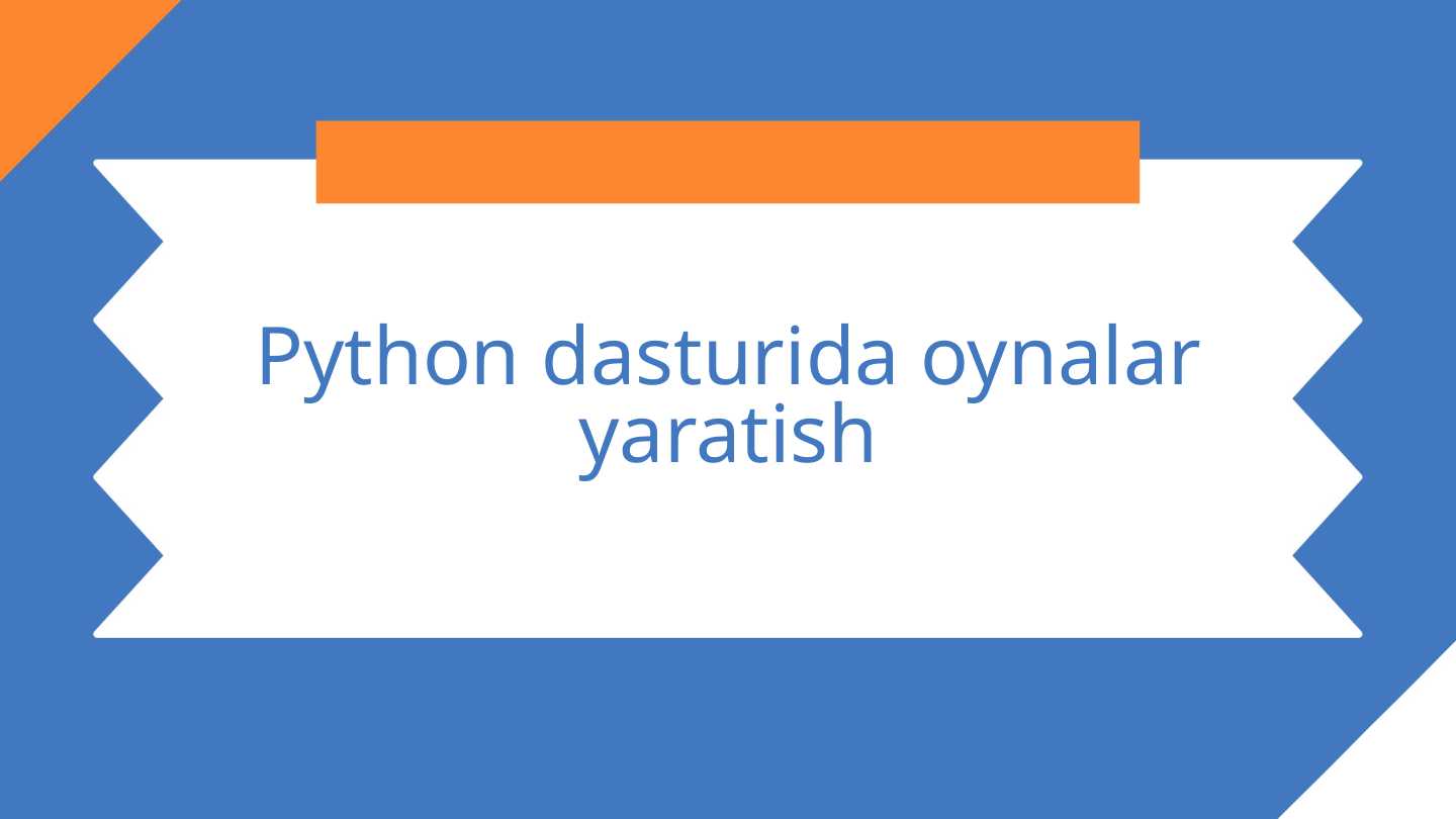 Python dasturida oynalar yaratish