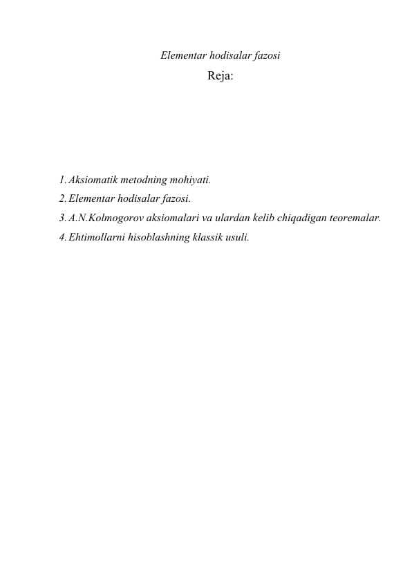 Elementar hodisalar fazosi