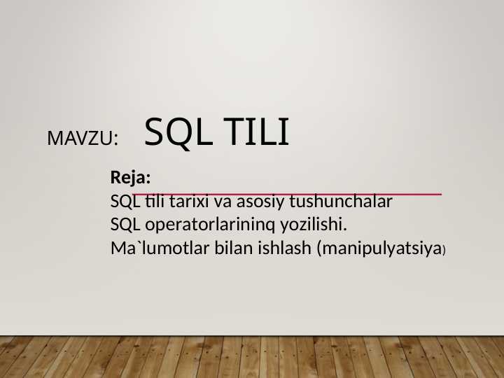 SQl tili