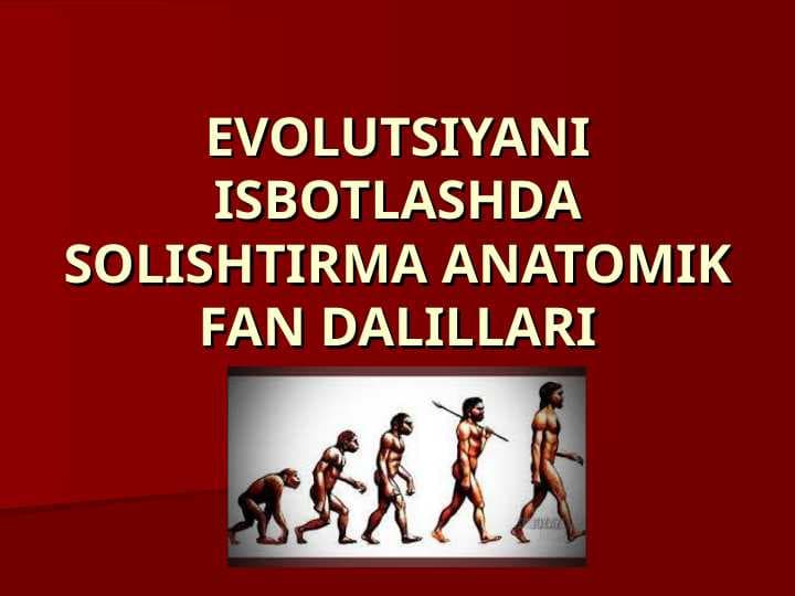 EVOLUTSIYANI ISBOTLASHDA SOLISHTIRMA ANATOMIK FAN DALILLARI