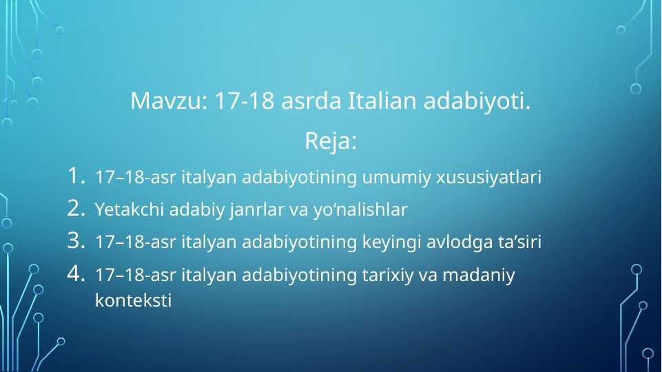 17-18 asrda Italian adabiyoti