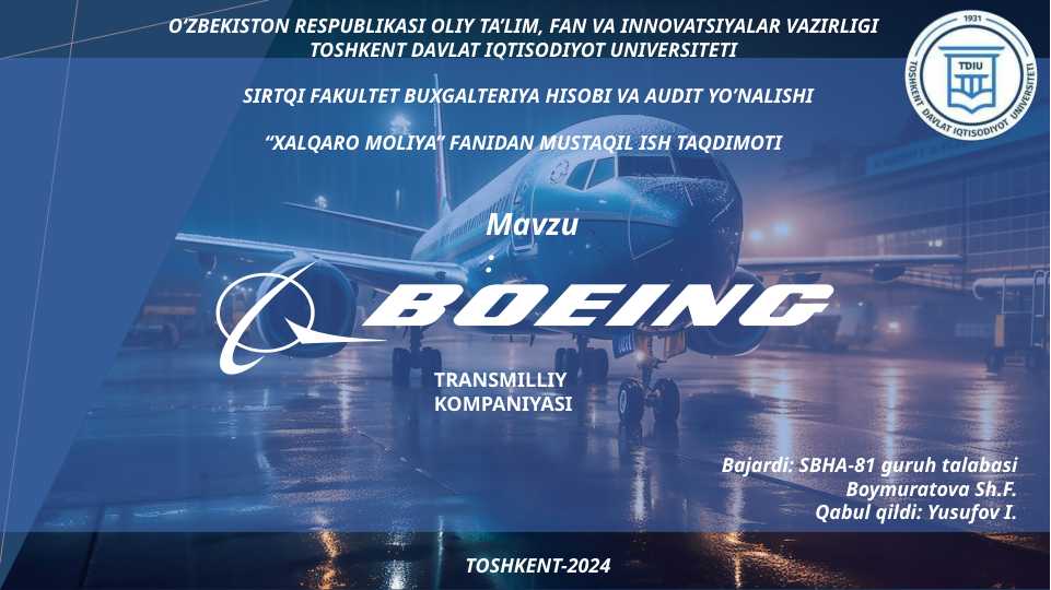 “BOEING” TRANSMILLIY KOMPANIYASI