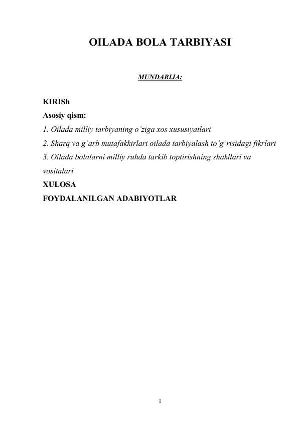 OILADA BOLA TARBIYASI