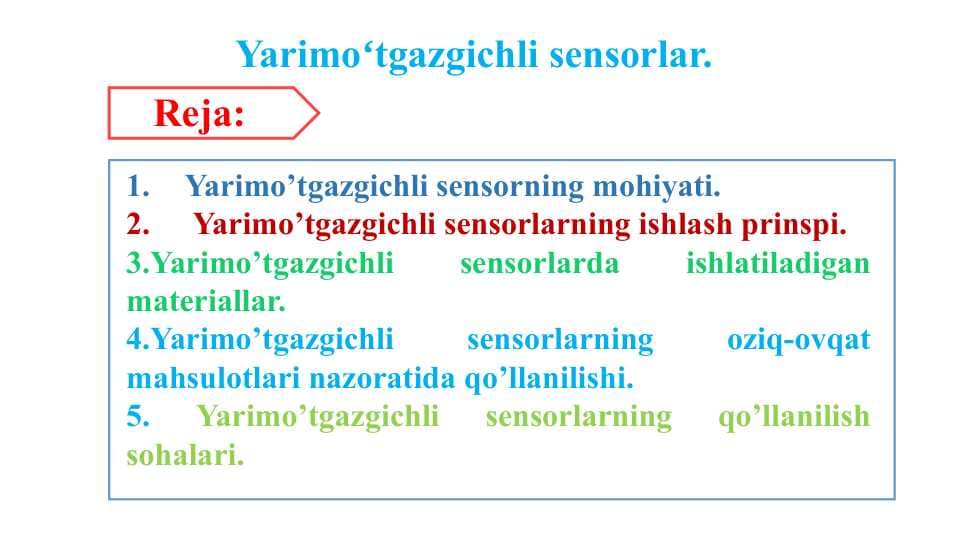 Yarimoʻtgazgichli sensorlar.