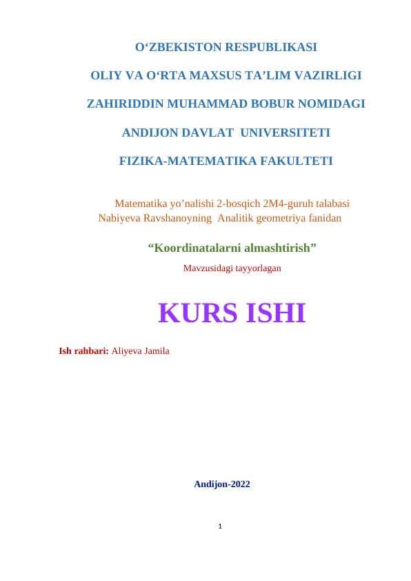 Koordinatalarni almashtirish