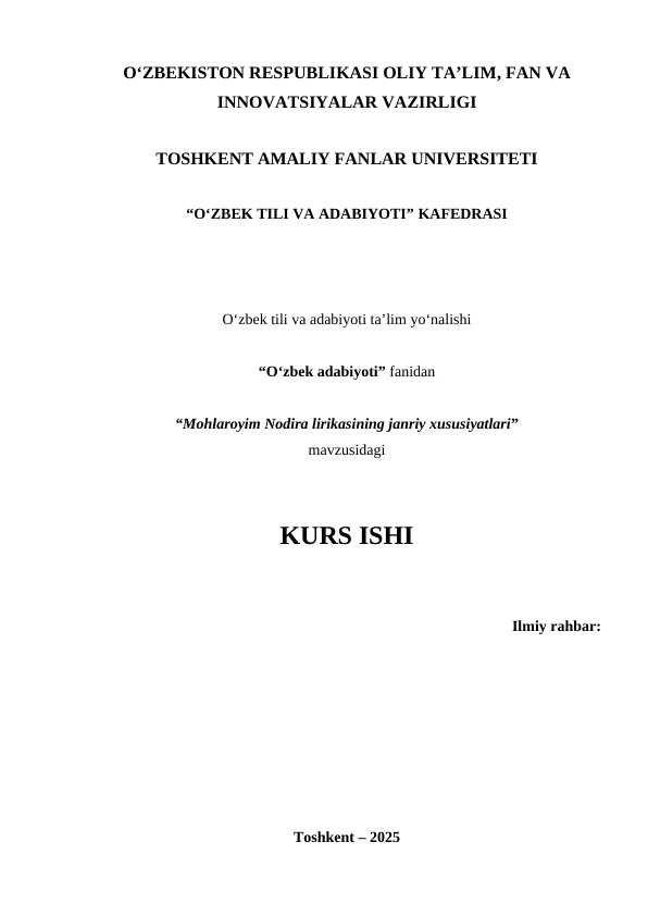 Mohlaroyim Nodira lirikasi