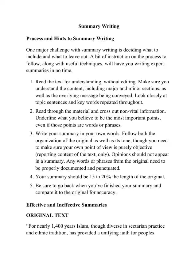 Summary Writing