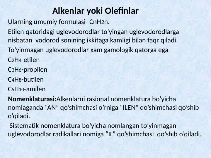Alkenlar (Olefinlar)
