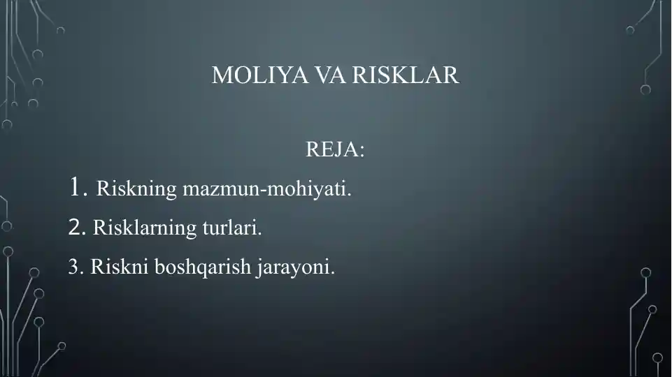Moliya va risklar