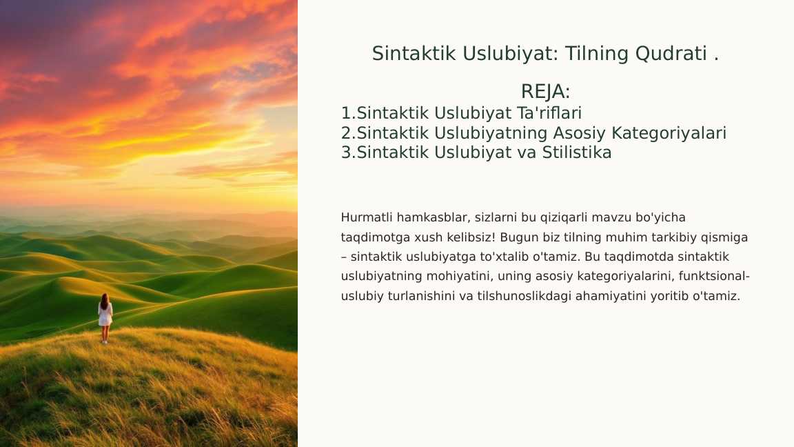 Sintaktik uslubiyat.Tilning qudrati.
