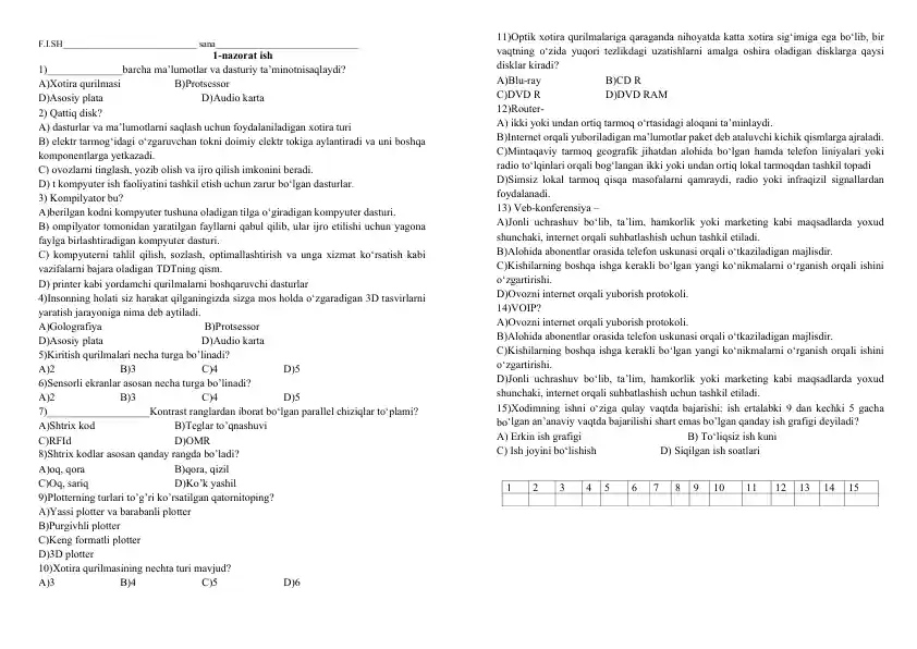 informatika 9 sing uchun test