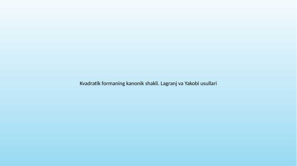 KVADRATIK FORMULALAR
