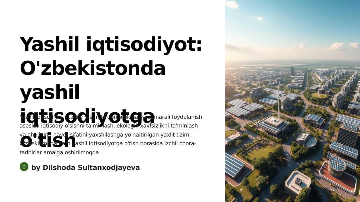 O'zbekistonda yashil iqtisodiyot