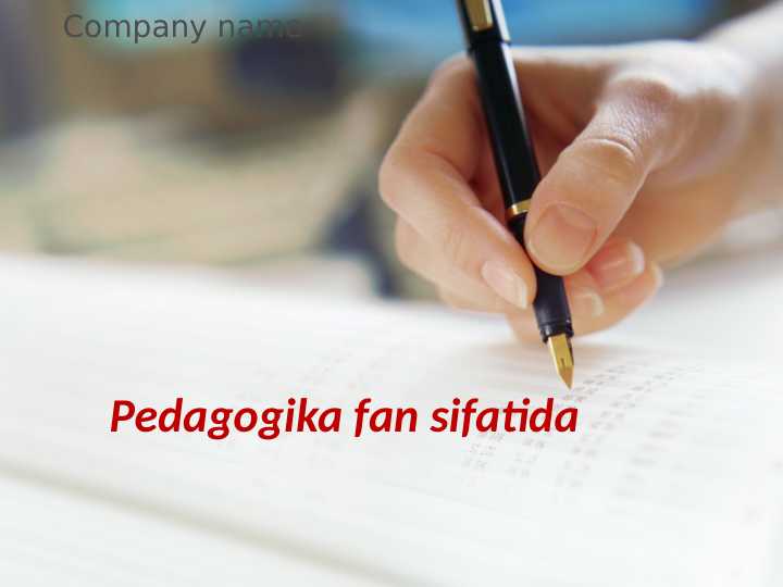 Pedagogika fan sifatida