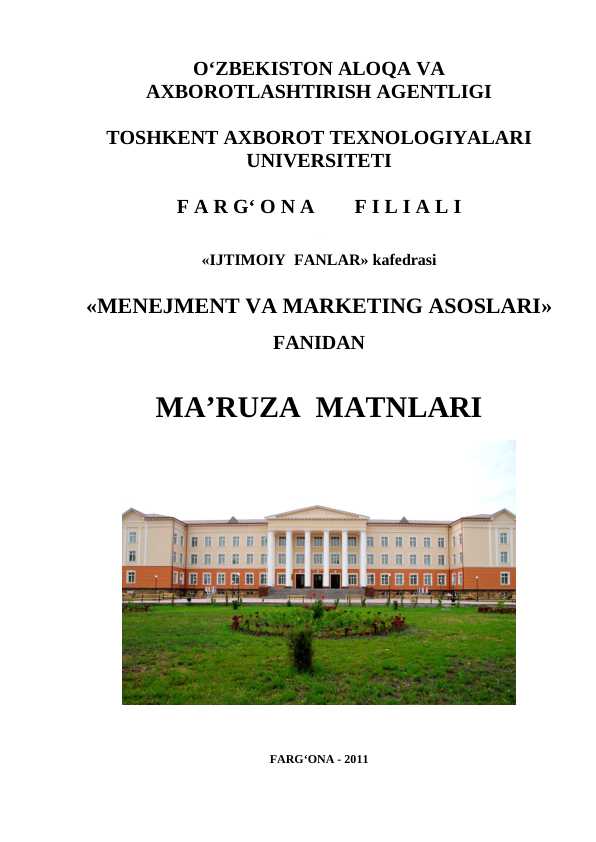 MENEJMENT VA MARKETING ASOSLARI