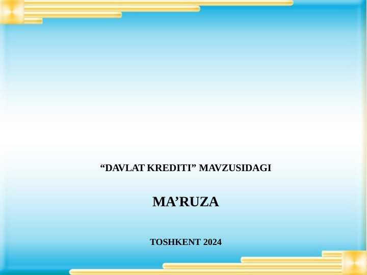 DAVLAT KREDITI