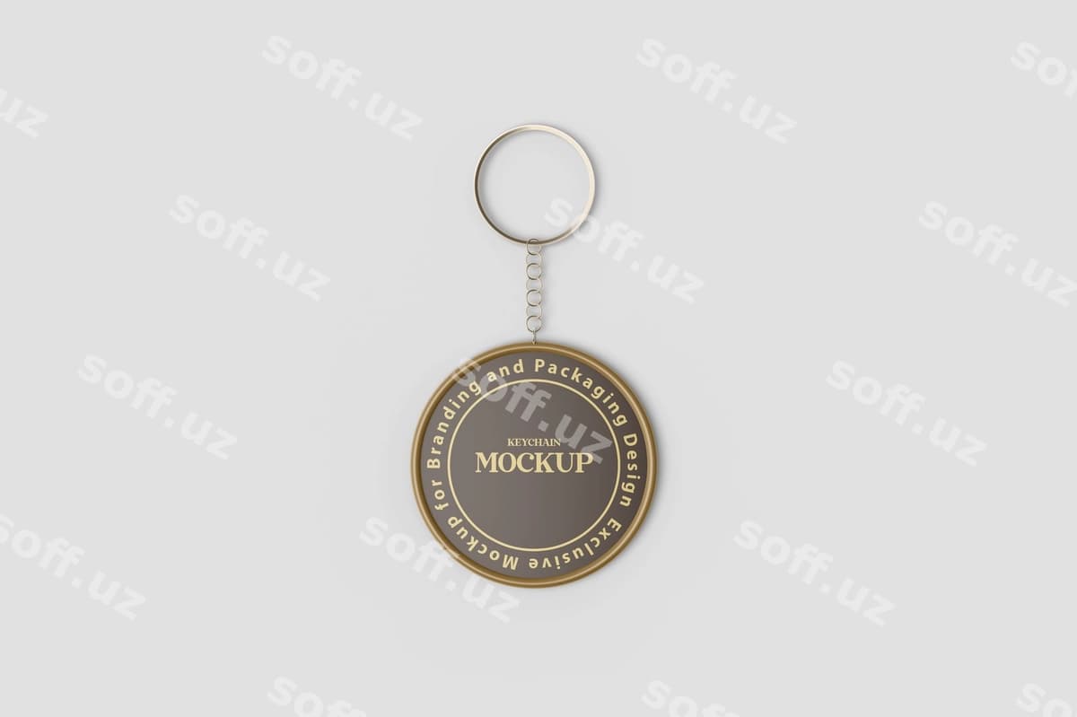 Chet flaysidagi yuvarlak kalit sohibi mockup | Flat lay round keychain mockup