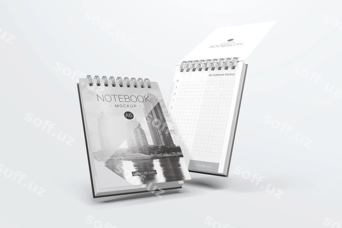Susishli qoidaluq mockup | Floating notepad mockup