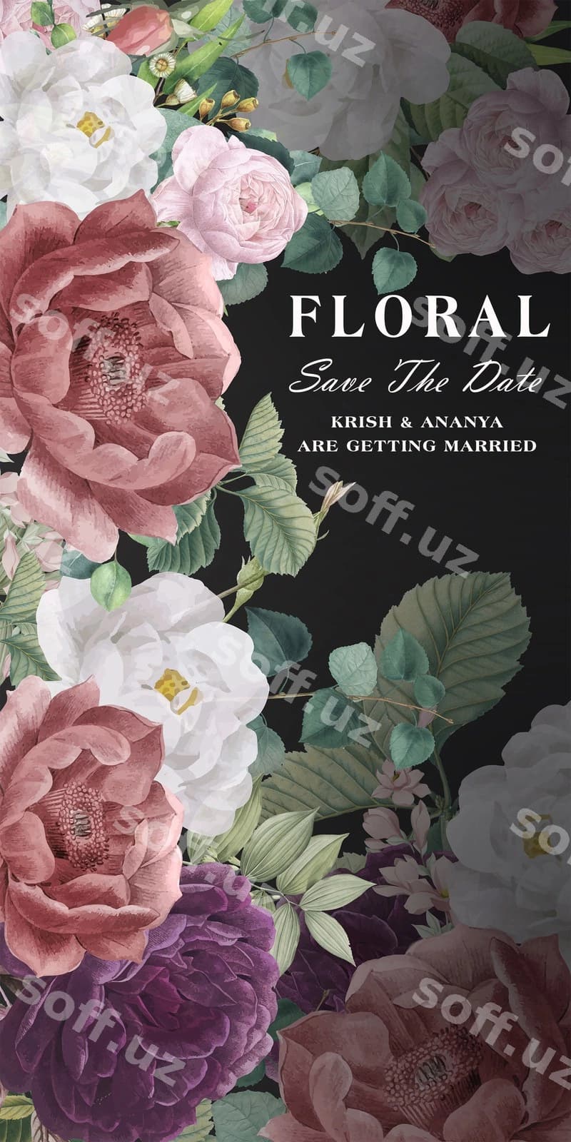 Floral fonda save date taklifnomasi | Floral background save date invitation