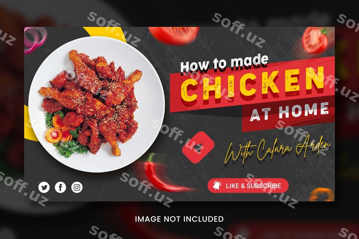 Ovqat Youtube miniatyura shabloni | Food youtube thumbnail template